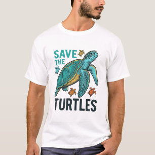 Camiseta Salvar As Tartarugas Vintage Design Vetor De Tarta