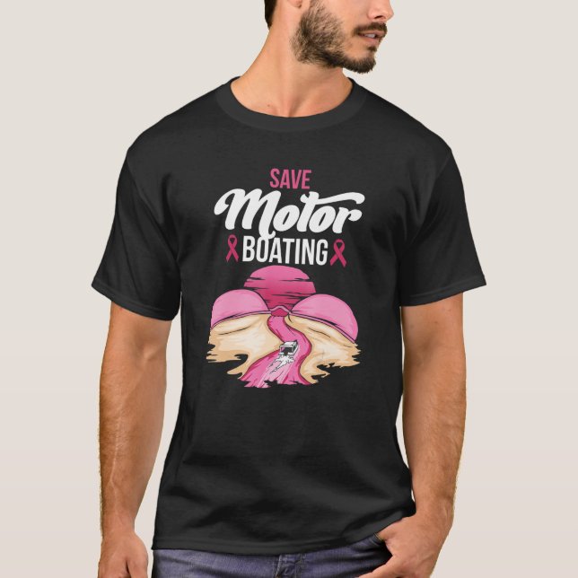 Camiseta Salvar Cancer de Mama do Motor Barco Consciência R (Frente)