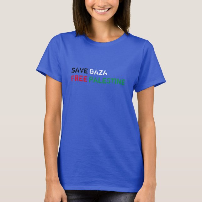 Camiseta Salvar Gaza Free Palestine - Tipografia Grunge (Frente)