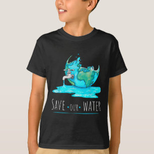 Camiseta Salvar nossas águas no Dia da Terra Preservação Li