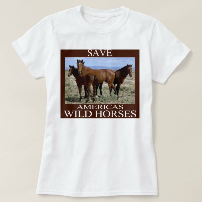 Camiseta Salvar os cavalos selvagens (Frente do Design)
