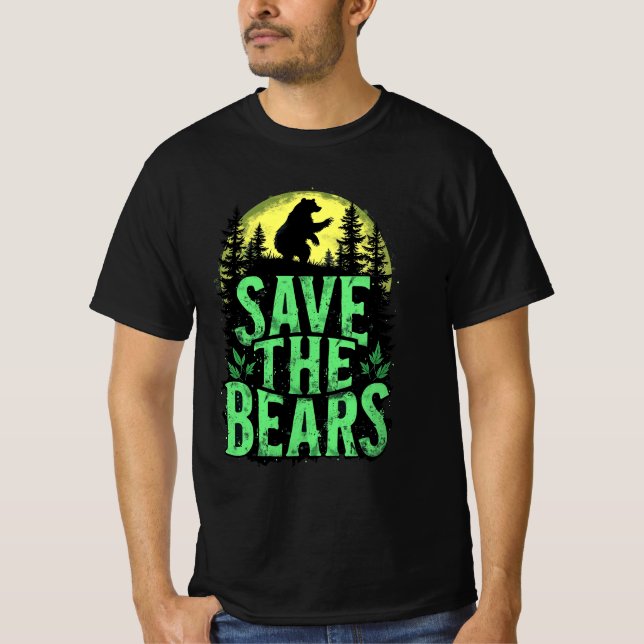 Camiseta Salvar Os Ursos Conservação da Vida Selvagem Flore (Frente)