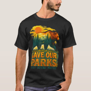 Camiseta Salvar parques conservação urso natureza visitante