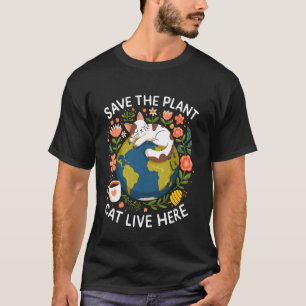 Camiseta Salvar Planetas Gatos Amante Café Fofo Ecológico D