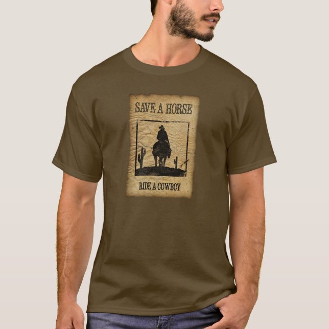Camiseta Salvar um cavalo, monte um vaqueiro (Frente)