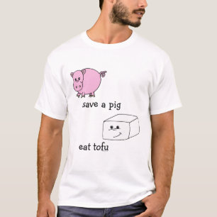 Camiseta salvar um porco comem o tofu
