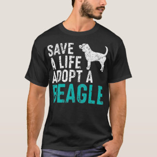 Camiseta Salvar uma vida adotar um cão salvador Beagle Dog 