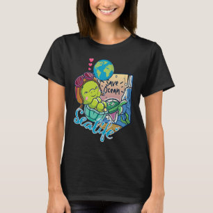 Camiseta Salvar Vida Marinha do Oceano Tartaruga Bebê Anima