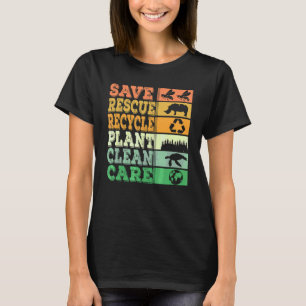 Camiseta Salvar Vintagem da Retrô do Clean Care do Reciclar