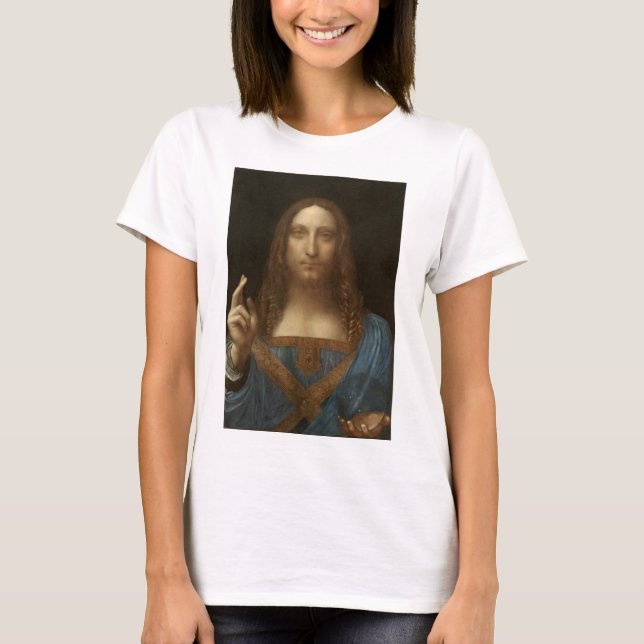 Camiseta Salvator Mundi (Salvador do Mundo) (da Vinci) (Frente)
