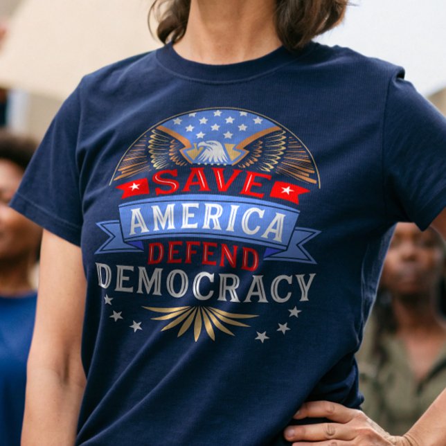 Camiseta Salve a América Defenda a Democracia (Criador carregado)