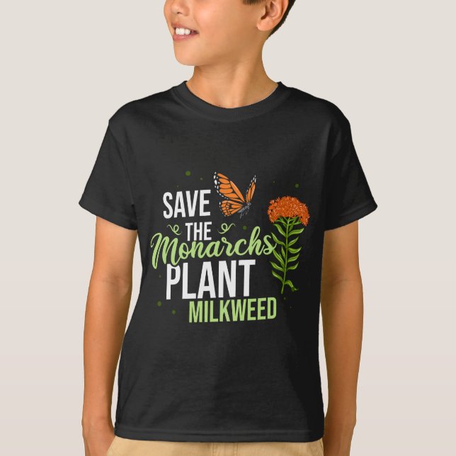 Camiseta Salve a Borboleta Monarca Milkweed (Frente)