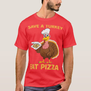 Camiseta Salve A Turquia Coma Pizza Vegan Engraçado Ação De