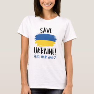 Camiseta Salve a Ucrânia Levante suas vozes