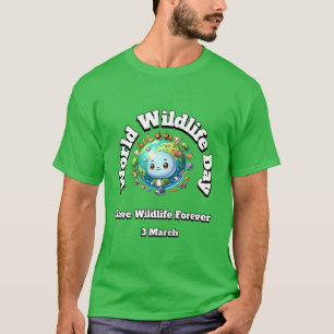 Camiseta Salve a vida selvagem. Dia Mundial da Natureza