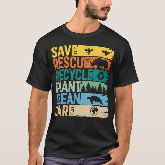 Camiseta Salve Abelhas Resgate Animais Recicle Plástico - T (Frente)