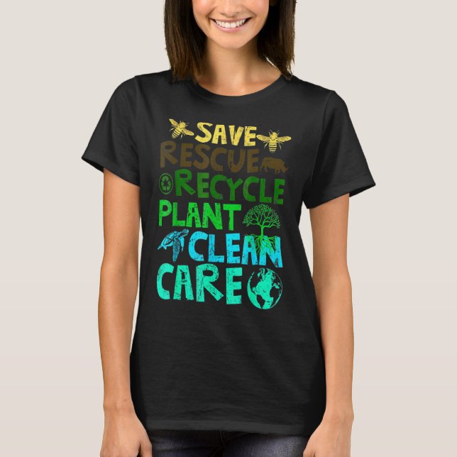 Camiseta Salve Abelhas Salvando Animais Reciclar Plastict E (Frente)