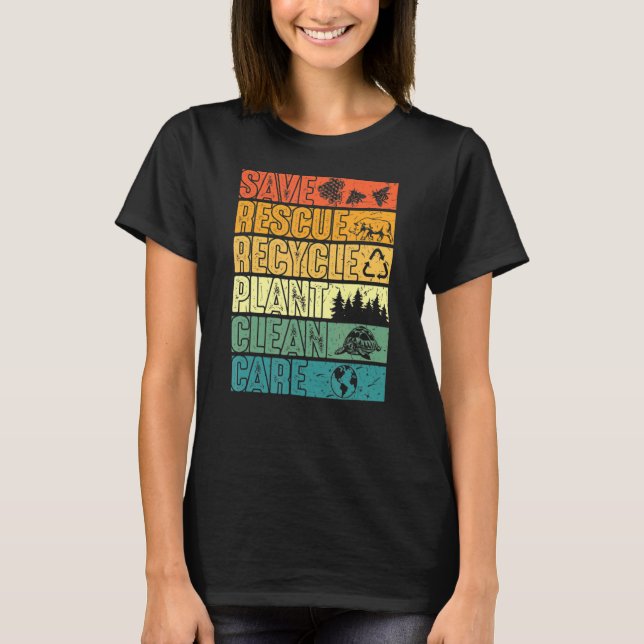 Camiseta Salve Abelhas Salvando Árvores Vegetais Limpos Mar (Frente)