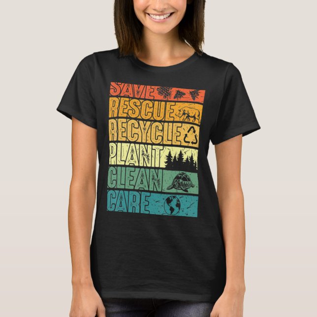 Camiseta Salve Abelhas Salvando Árvores Vegetais Limpos Mar (Frente)