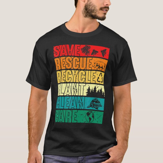 Camiseta Salve Abelhas Salvando Árvores Vegetais Limpos Mar (Frente)