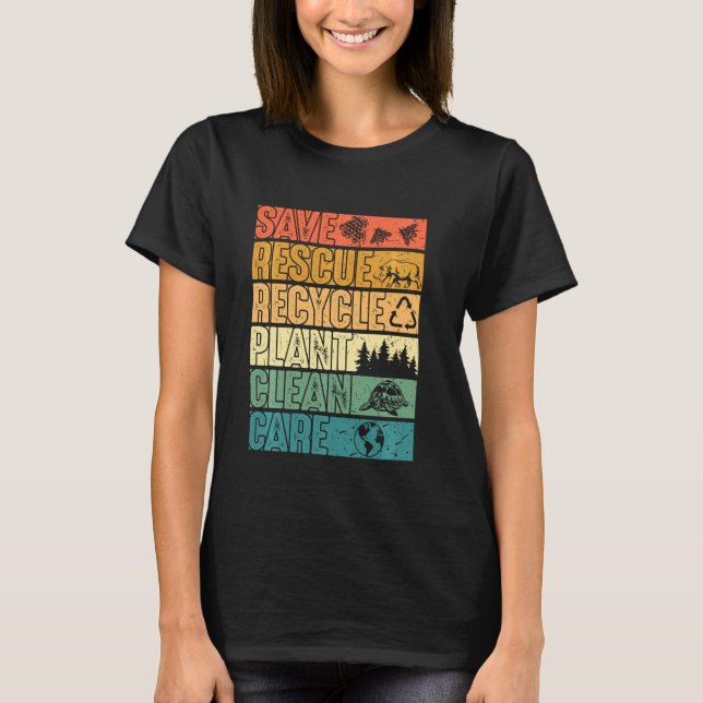 Camiseta Salve Abelhas Salvando Árvores Vegetais Limpos Mar (Frente)