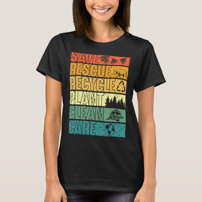 Camiseta Salve Abelhas Salvando Árvores Vegetais Limpos Mar (Frente)