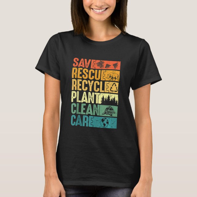 Camiseta Salve Abelhas Salvando Árvores Vegetais Limpos Mar (Frente)