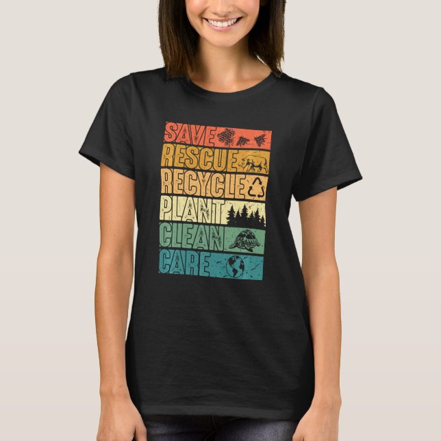 Camiseta Salve Abelhas Salvando Árvores Vegetais Limpos Mar (Frente)