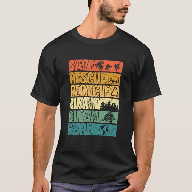 Camiseta Salve Abelhas Salvando Árvores Vegetais Limpos Mar (Frente)
