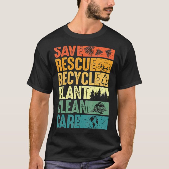 Camiseta Salve Abelhas Salvando Árvores Vegetais Limpos Mar (Frente)