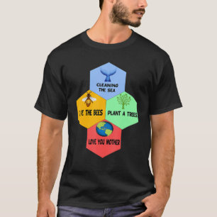 Camiseta Salve As Abelhas Plantando Árvores Limpem Os Mares