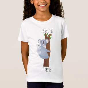 Camiseta Salve as Florestas Koala e Joey subindo em uma ár