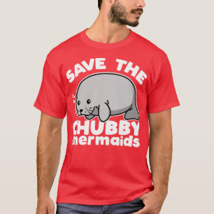 Camiseta Salve as Sereias Chubby Manatee Kawaii Dark