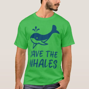 Camiseta Salve baleias azuis-brancas