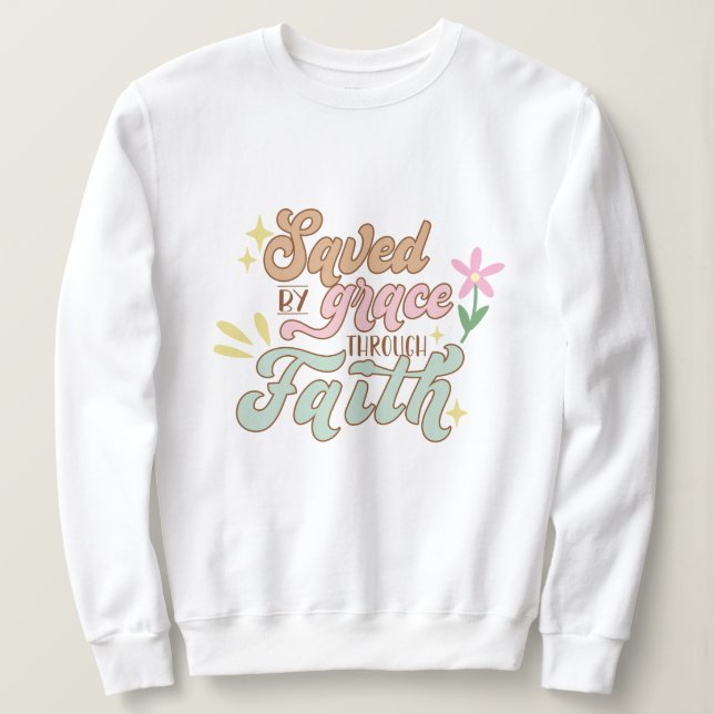 Camiseta Salve com graça através da fé Jesus (Frente do Design)