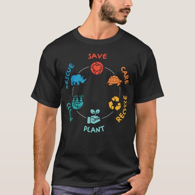 Camiseta Salve Cuide Recicle Limpe Planta (Terra (Frente)