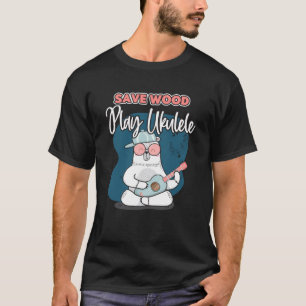 Camiseta Salve Madeira Jogue Ukulele Pequena Violão Ukulele