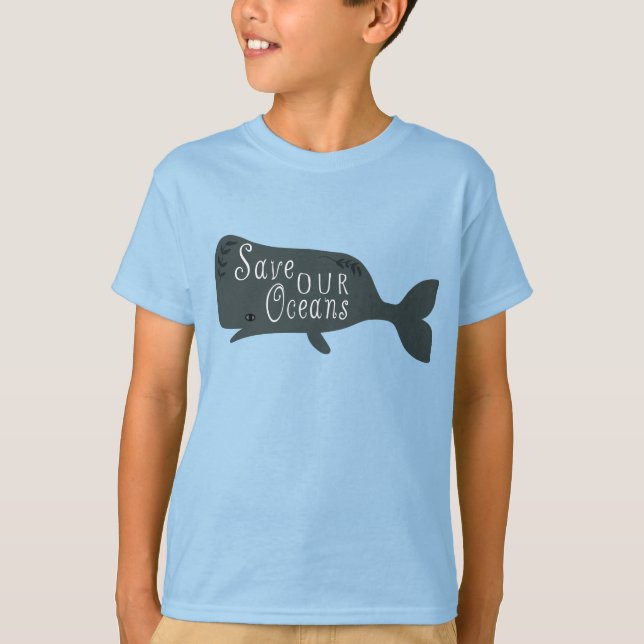 Camiseta Salve nossa baleia ambiental oceânica (Frente)