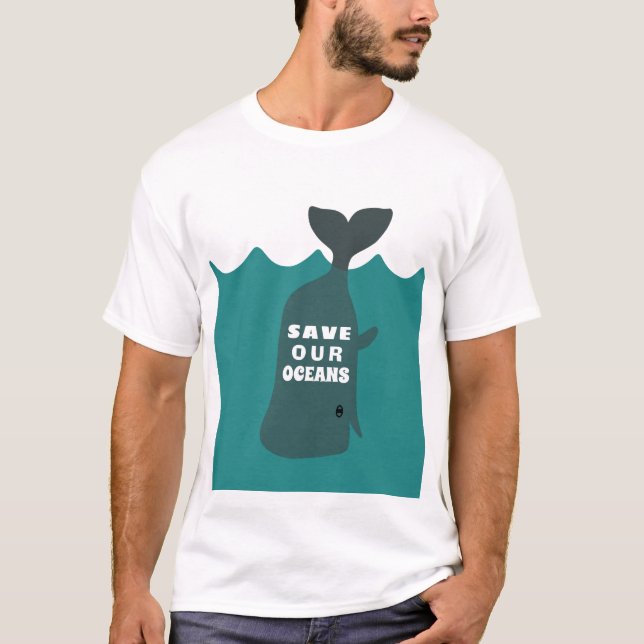 Camiseta Salve nossa baleia de arte ambiental dos oceanos (Frente)
