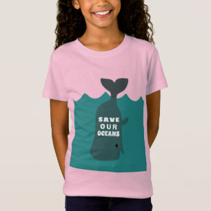 Camiseta Salve nossa moça de baleia de arte ambiental dos 