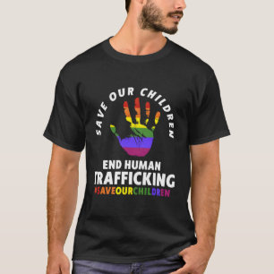 Camiseta Salve Nossas Crianças Escondam O Tráfico Humano