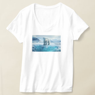 Camiseta Salve nossas geleiras - Urso Polar no Oceano Azul