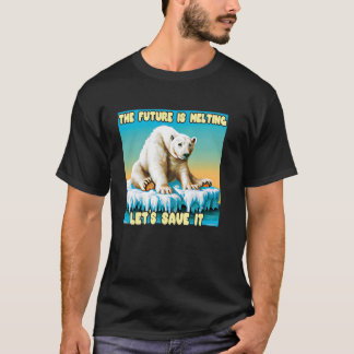 Camiseta Salve nosso Ártico Urso Triste no Gelo Derretendo