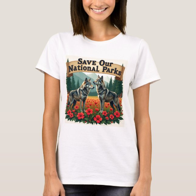 Camiseta Salve nosso Lobo Nacional de Parques (Frente)