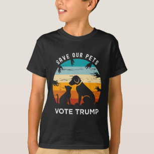 Camiseta Salve Nosso Pet Vote Trump 2024 Engraçado Gato Pov