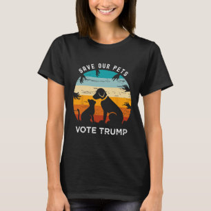 Camiseta Salve Nosso Pet Vote Trump 2024 Engraçado Gato Pov