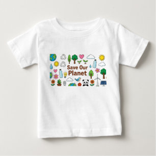 Camiseta Salve nosso planeta desenho infantil lápis de cor 