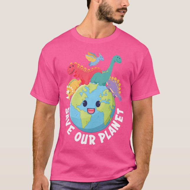 Camiseta Salve nosso planeta Dinossauro Terra Dia 2024 Cria (Frente)