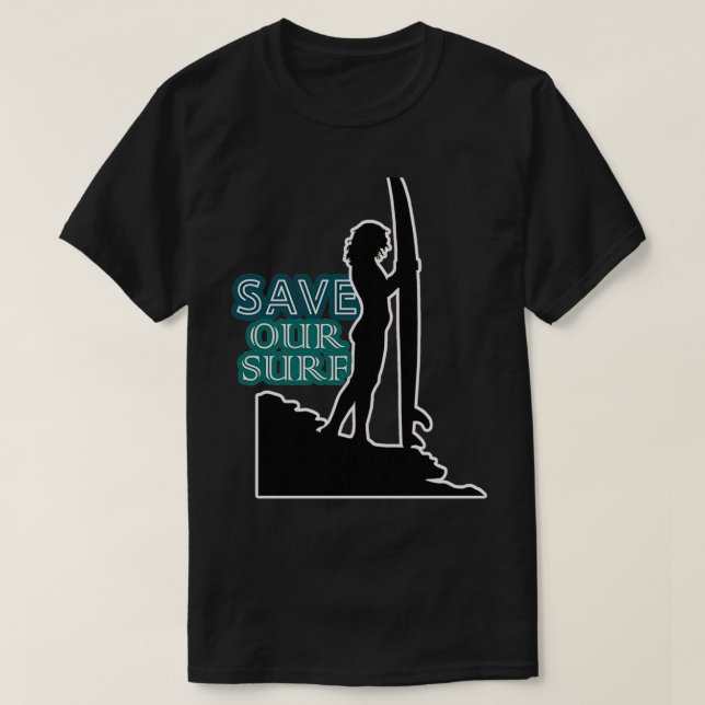 Camiseta Salve nosso Surf salvar nossos oceanos. (Frente do Design)
