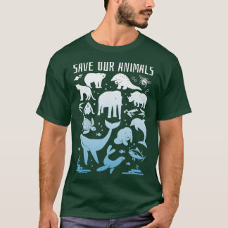 Camiseta Salve nossos animais ameaçados do mundo